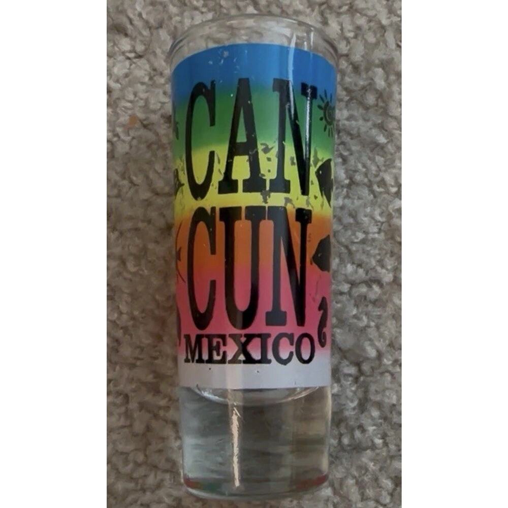 Cancun Mexico Rainbow Tall Shooter Shot Glass Souvenir